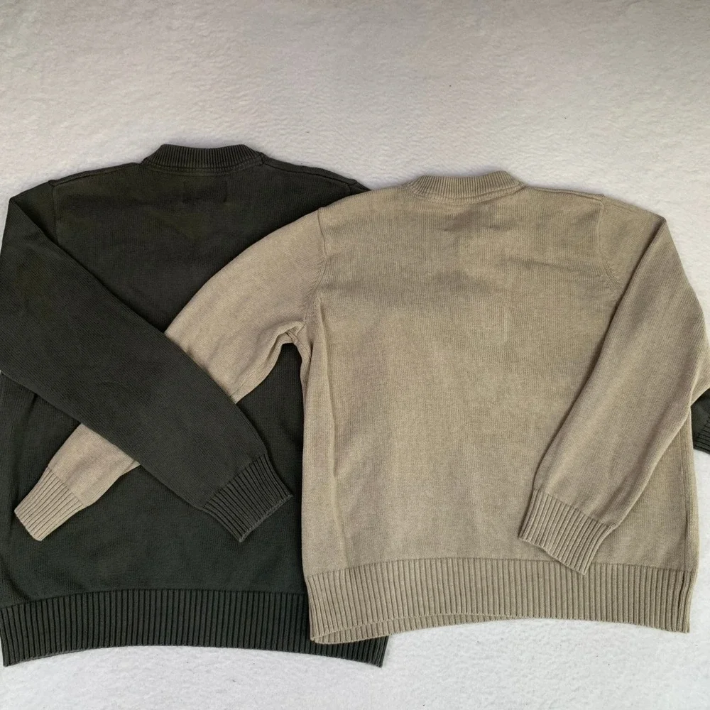 LOT OF 2 Eddie Bauer Henley Sweater Mens TXL Tall 100% Combed Cotton Pullover - Picture 2 of 8